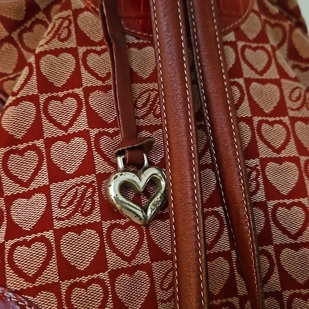 VTG BRIGHTON Hearts Canvas Leather  Coquette Mini Backpack